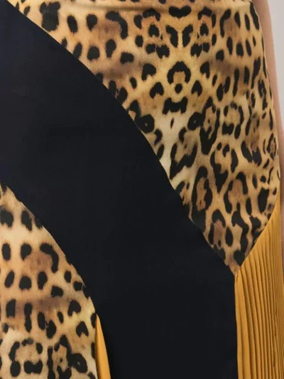 Shop Cushnie Leopard Pattern Panelled Skirt In Yellow
