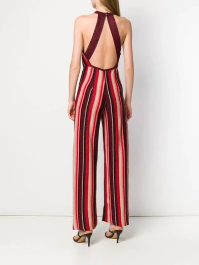 ANIYE BY STRIPED HALTERNECK JUMPSUIT - 红色