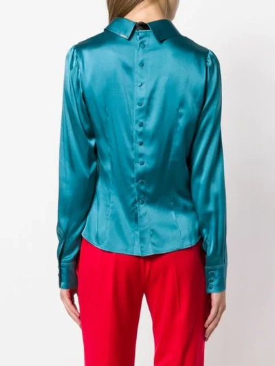 Shop Styland Bow-detail Satin Blouse In Blue