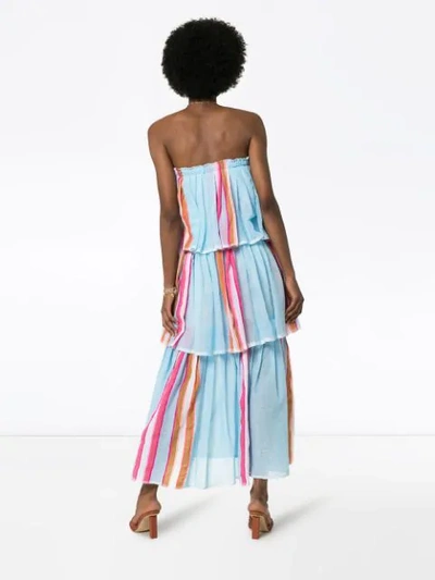 Shop Lemlem Eskedar Striped Tiered Maxi Dress In Blue Multi