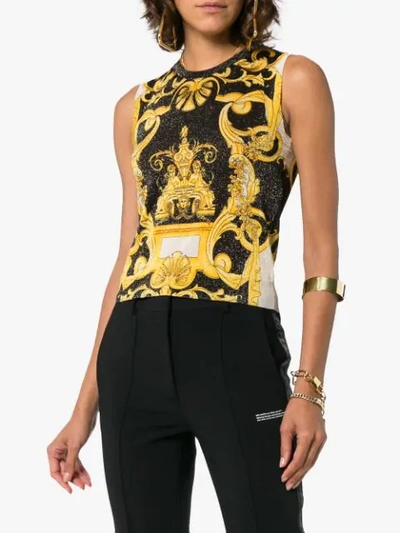 Shop Versace Barocco Sleeveless Knit Top In Black