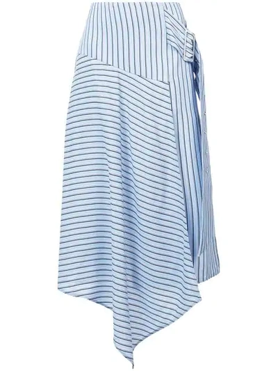 Shop Tibi Striped Asymmetric Skirt In Blue