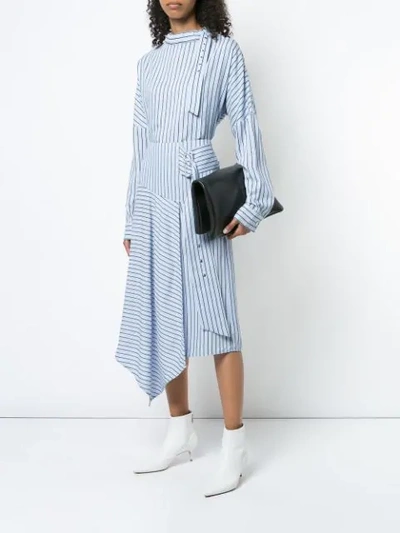 Shop Tibi Striped Asymmetric Skirt In Blue