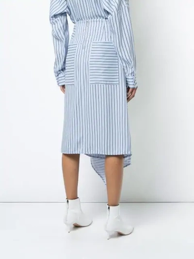 Shop Tibi Striped Asymmetric Skirt In Blue