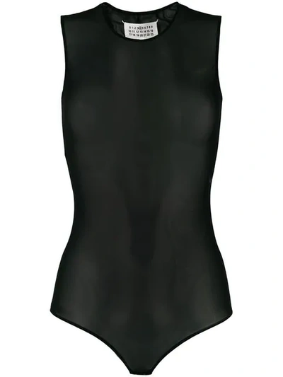 Shop Maison Margiela Sleeveless Mesh Scoop Back Bodysuit In Black