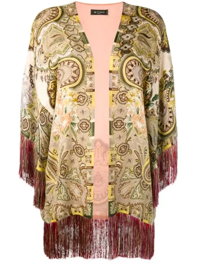 Shop Etro Fringed Kimono Jacket - Neutrals