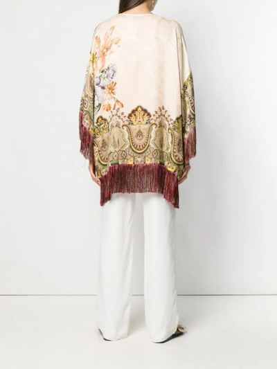 Shop Etro Fringed Kimono Jacket - Neutrals