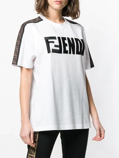 Shop Fendi Ff Motif Printed T-shirt In White