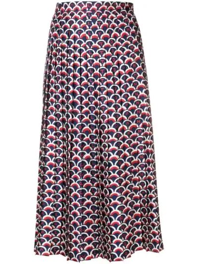 Shop Valentino Scale Print Skirt In Blue