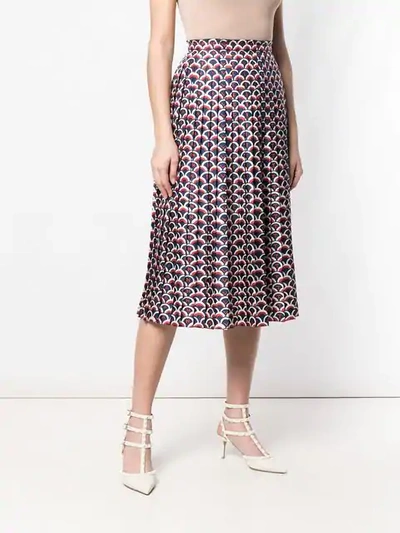 Shop Valentino Scale Print Skirt In Blue