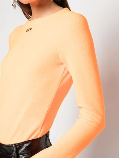 Shop Off-white Logo Print Bodysuit In Orange