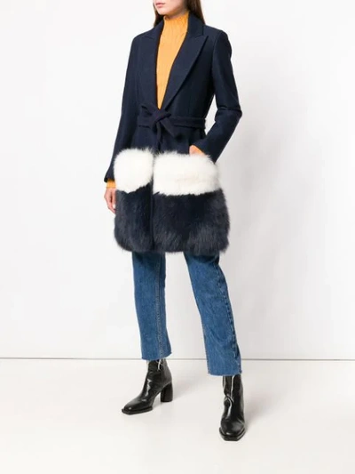 Shop Ava Adore Fur-panelled Coat - Blue