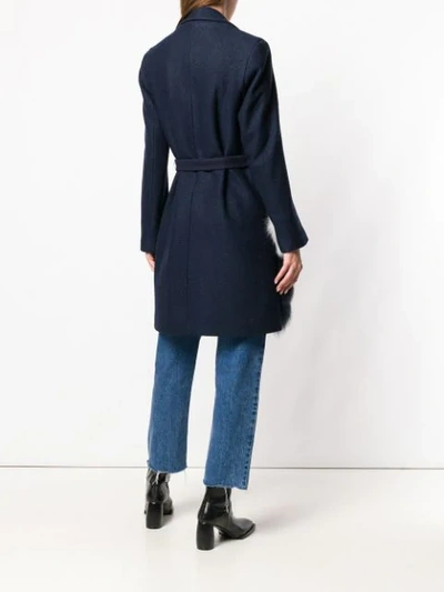 Shop Ava Adore Fur-panelled Coat - Blue