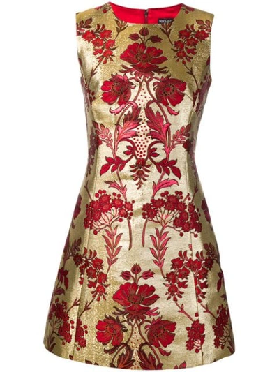 Shop Dolce & Gabbana Floral Jacquard Dress In Gold