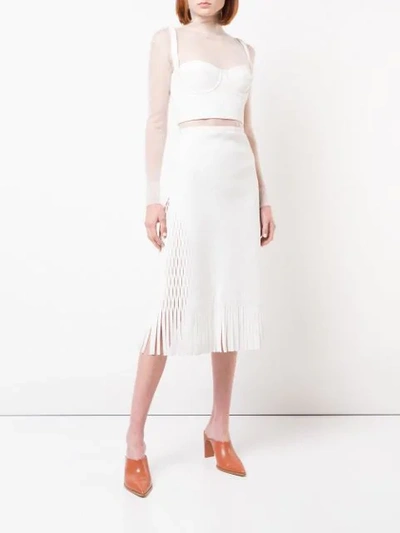 Shop Dion Lee Triangle Perforated Skirt In White
