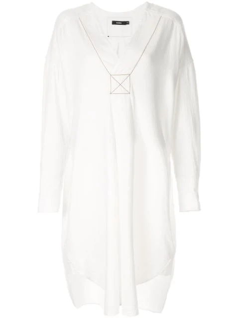 Bassike Herringbone  Shirt  Dress  In White  ModeSens