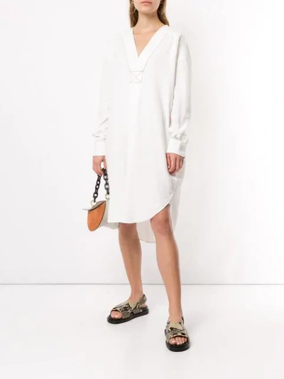 Shop Bassike Herringbone Shirt Dress In Natural