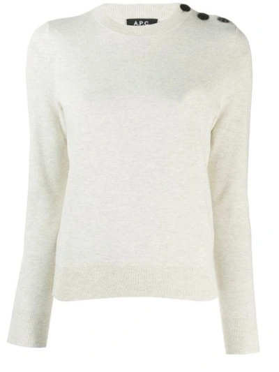 Shop Apc Knitted Jumper In Paa Ecru Chine