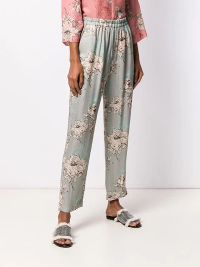 Shop Antonelli Floral Print Trousers In Green