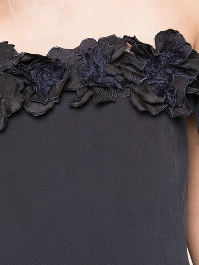 Shop Oscar De La Renta Floral Applique Gown In Black