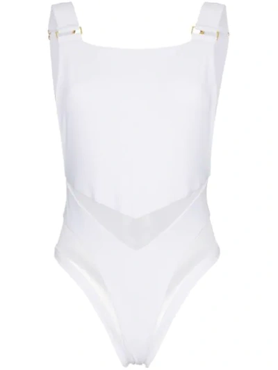 Shop Ambra Maddalena Bianco Mesh Insert Swimsuit In White