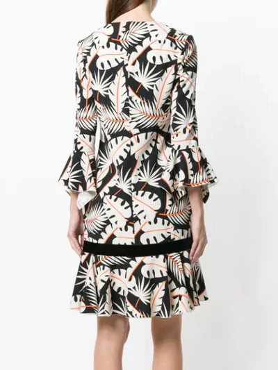 Shop Talbot Runhof Jungle Print Flared Dress In White