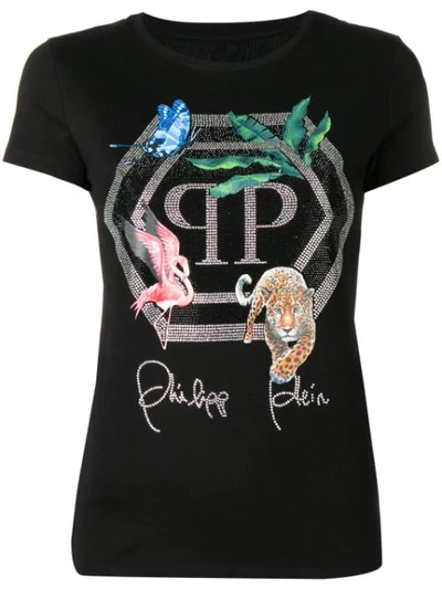 Shop Philipp Plein Signature Embellished T-shirt - Black