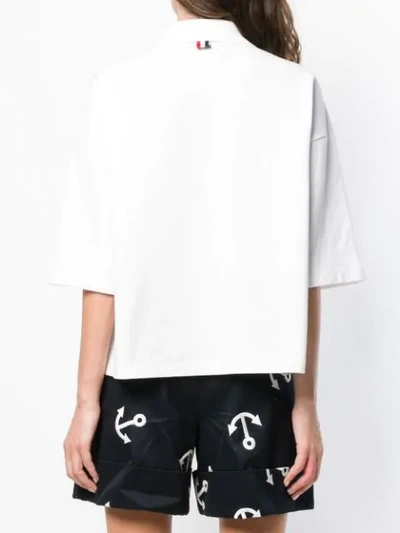 Shop Thom Browne Piqué Cotton Oversized Pocket Polo In White