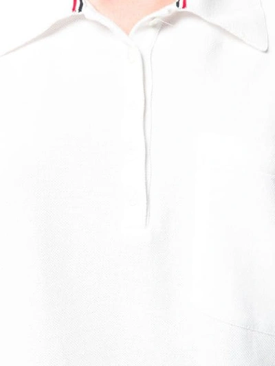 Shop Thom Browne Piqué Cotton Oversized Pocket Polo In White