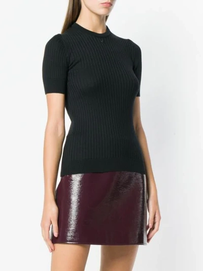 Shop Courrèges Rib Knit Fitted Top - Black