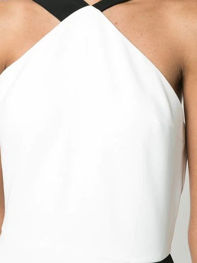 Shop Christian Siriano Colour Block Halterneck Dress In White