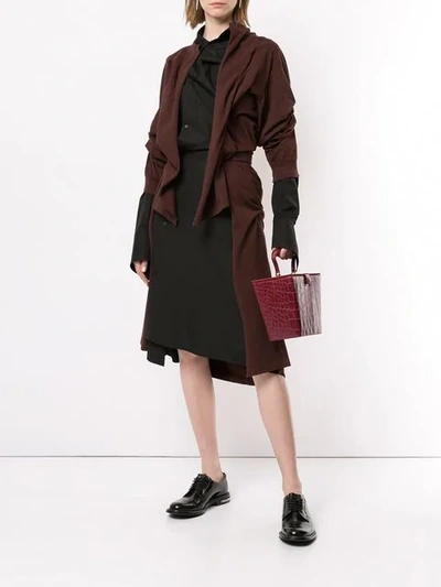 Shop Aganovich Deconstructed Jersey Shirt Dress In Brown