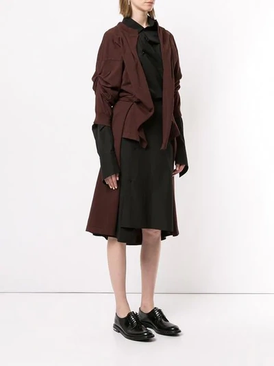 Shop Aganovich Deconstructed Jersey Shirt Dress In Brown