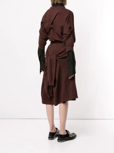 AGANOVICH DECONSTRUCTED JERSEY SHIRT DRESS - 棕色