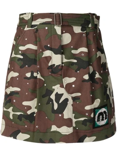 Shop Miu Miu A-line Military Skirt In Green