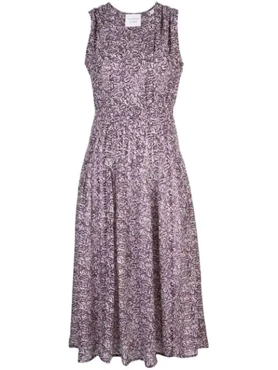 Shop Les Coyotes De Paris Veerle Printed Sleeveless Dress - Purple