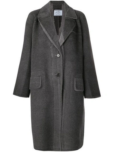 Shop Prada Oversized Coat In Grey