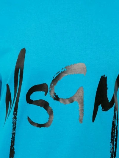 Shop Msgm Logo Printed T-shirt In Blue