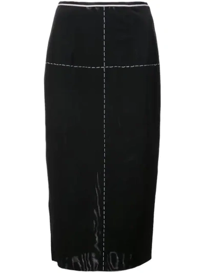 VERA WANG STITCHING DETAIL PENCIL SKIRT - 黑色