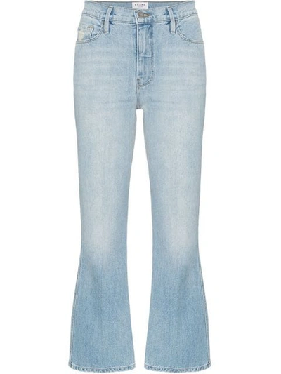 Shop Frame Le Sylvie Kick Boot Jeans In Blue