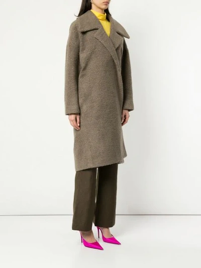 Shop Strateas Carlucci Open Front Coat In Grey