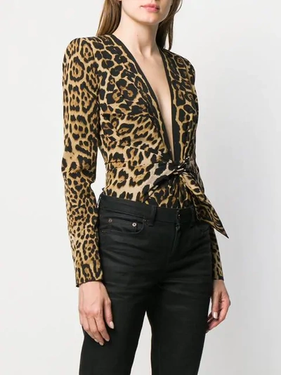 Shop Saint Laurent Leopard Bodysuit  In 9665 Nude Animal