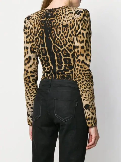 Shop Saint Laurent Leopard Bodysuit  In 9665 Nude Animal