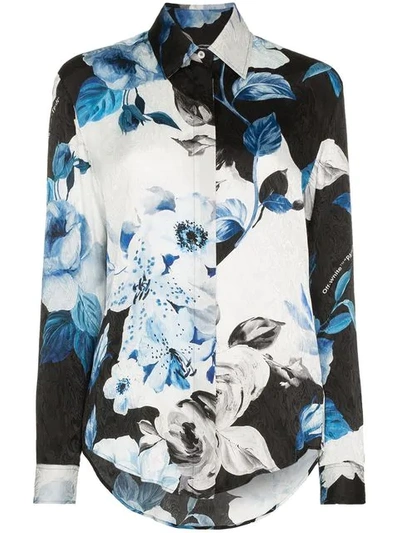 Shop Off-white Floral Long-sleeve Shirt In Blue