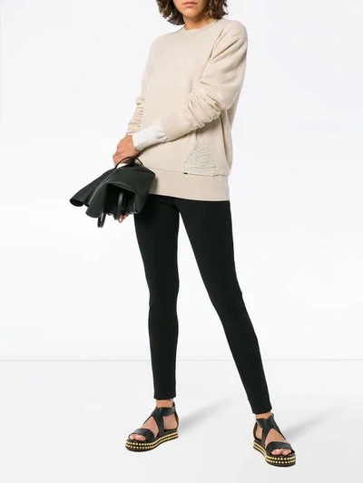 Shop Helmut Lang Pullover In Distressed-optik In Neutrals