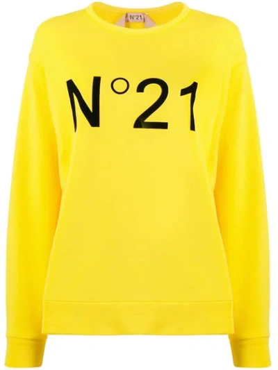 Shop N°21 Logo Printed Sweatshirt In Yellow