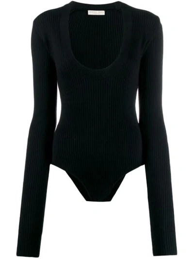 Shop Bottega Veneta Deep Scoop Neck Bodysuit In Black