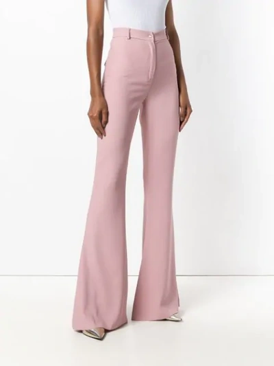 Shop Hebe Studio Flared High-waist Trousers In Pink