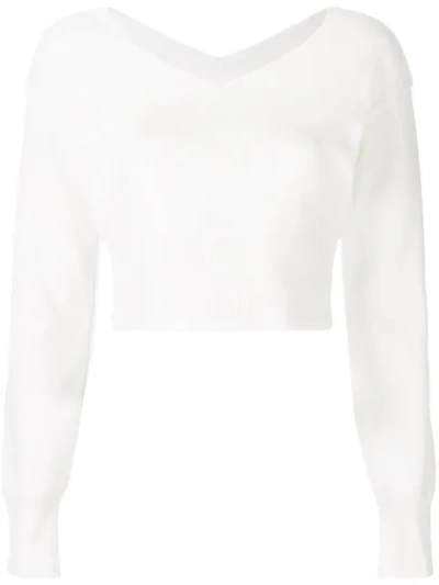 Shop Le Ciel Bleu V Neck Knitted Top In White