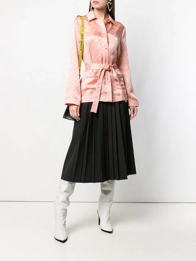 Shop Off-white Belted Logo Shirt In Pink